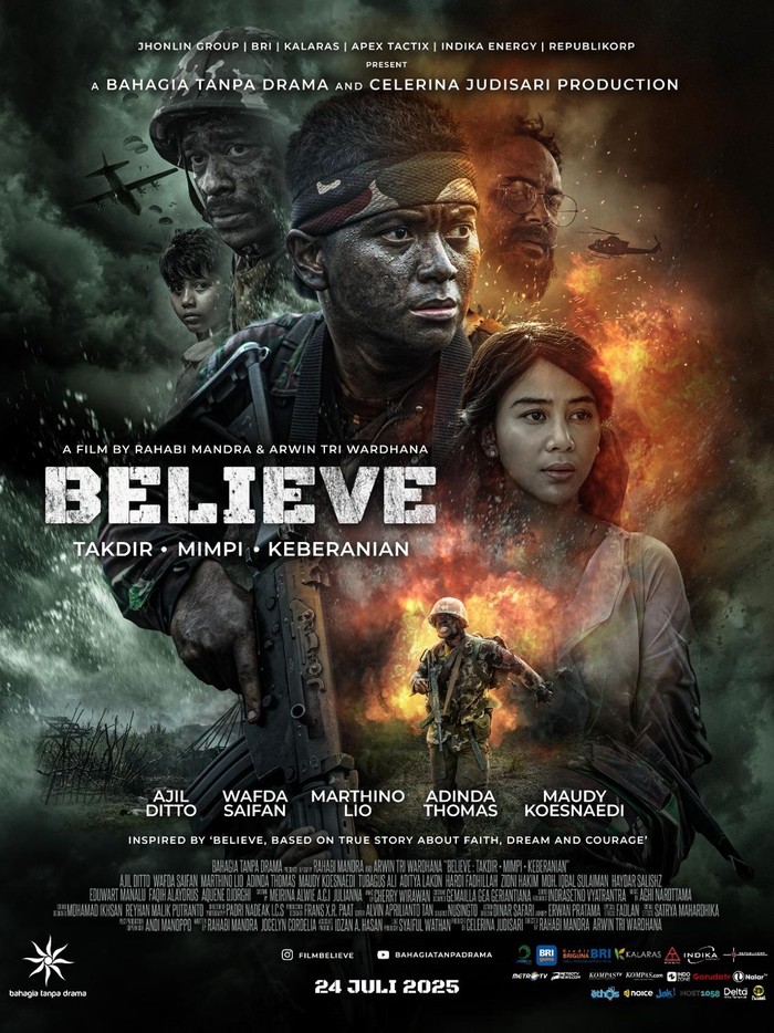 Perang Perjuangan Keluarga Prajurit di Trailer dan Poster Film Believe Film Believe segera tayang.