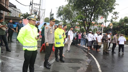 Polda Bali memperketat pengamanan saat kunjungan kerja Presiden Prabowo Subianto terkait peresmian KEK Sanur dan Bali International Hospital di The Meru Sanur, Denpasar, Rabu (25/6/2025). (Foto: Dok. Polda Bali)