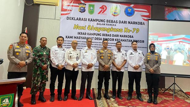 Deklarasi Kampung Bebas Narkoba di Bengkalis, Riau, dihadiri Forkopimda.