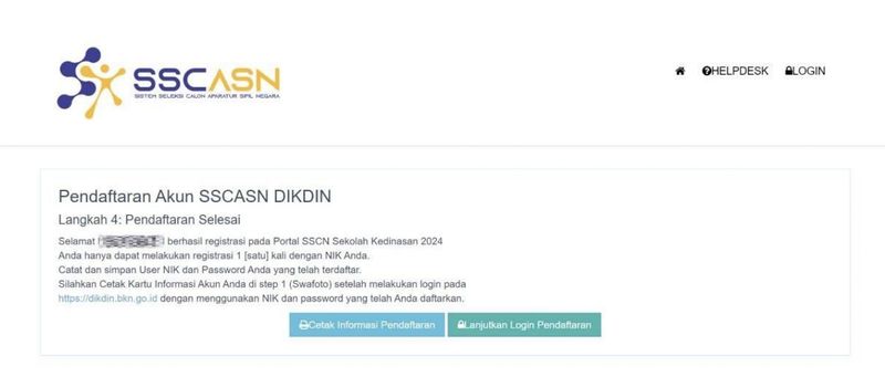 Form Finalisasi Pendaftaran Akun SSCASN Sekolah Kedinasan