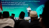 Wakil Ketua DPP PKB sekaligus Wakil Ketua DPR RI Cucun Ahmad Syamsurijal memberikan sambutan pada penutupan Internasional Conference on the Transformation of Pesantren (ICTP) di Hotel Grand Sahid Jaya, Jakarta, Kamis (26/6/2025).