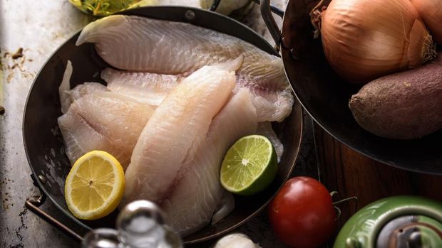 Raw Tilapia Fillet with Ingredients