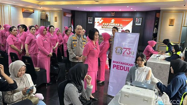 Kapolresta Malang Kota Kombes Pol Nanang Haryono bersama Ketua Bhayangkari Cabang Kota Malang Ny Nany Nanang Haryono.