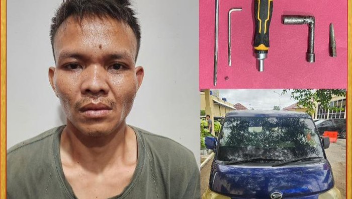 Tampang pelaku pencurian pikap di Muba saat diamankan