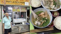 Tahun 2023, Yar Choon Phiow menutup kedai Piao Ji Fish Porridge miliknya yang menawarkan sup dan bubur ikan. Kondisinya sudah sakit-sakitan, sementara adik dan putrinya enggan mengambil alih usahanya karena kesulitan mengelola kedai hingga sudah punya karir sendiri. Foto: AsiaOne