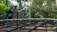 Hutan Kota Srengseng hadir sebagai paru-paru di Jakbar. Warga biasa berolahraga jalan kaki, jogging, maupun memancing.