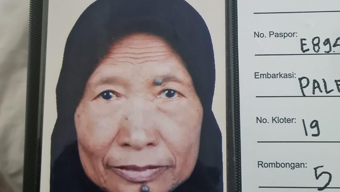 Jemaah haji lansia dari kloter 19 Embarkasi Palembang yang hilang di Tanah Suci, Nurimah Mentajim (80).
