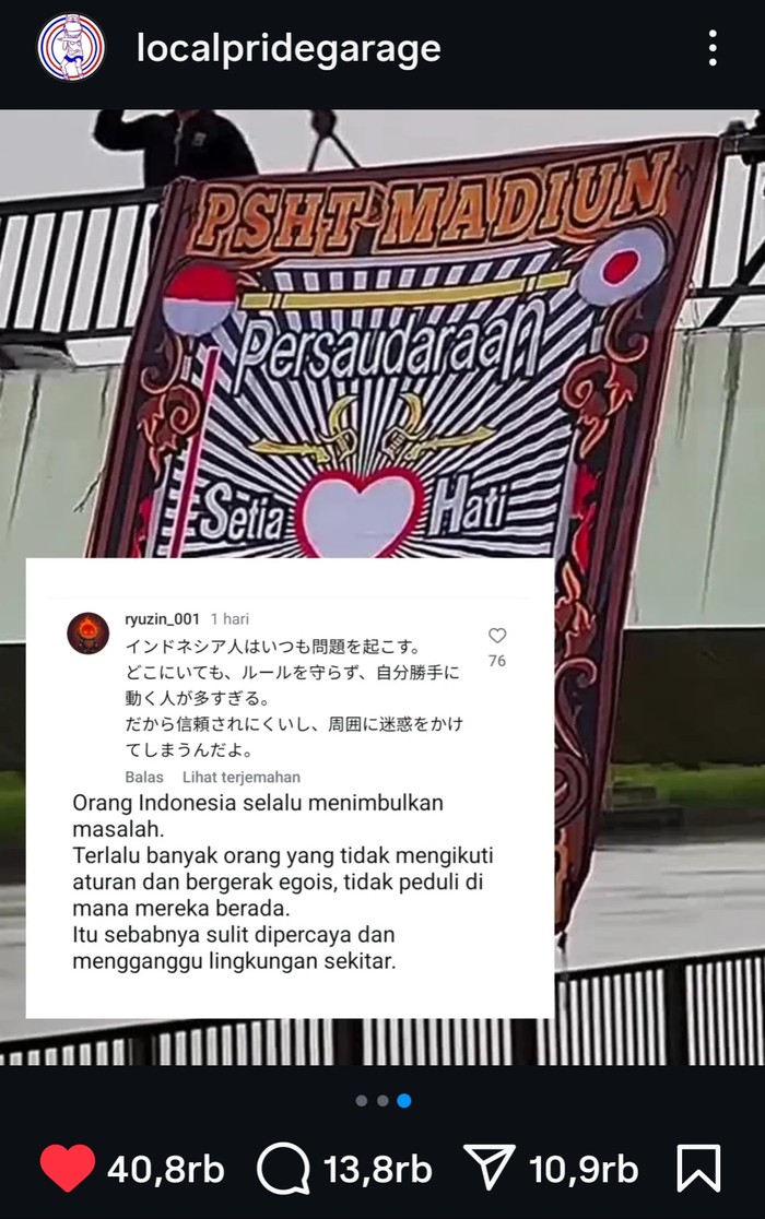 Netizen Jepang diduga menyoroti dan mencibir aktivitas pengibaran bendera PSHT di salah satu jembatan di Jepang.