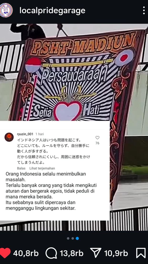 Netizen Jepang diduga menyoroti dan mencibir aktivitas pengibaran bendera PSHT di salah satu jembatan di Jepang.