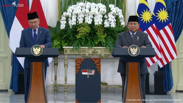 Pertemuan Prabowo dan Anwar Ibrahim di Istana Merdeka (tangkapan layar Youtube Sekretariat Presiden)