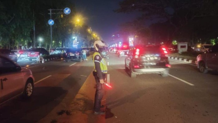 Polisi memastikan kemacetan di kawasan PRJ Kemayoran, Jakarta Pusat sudah mulai terurai. (TMC Polda Metro Jaya)