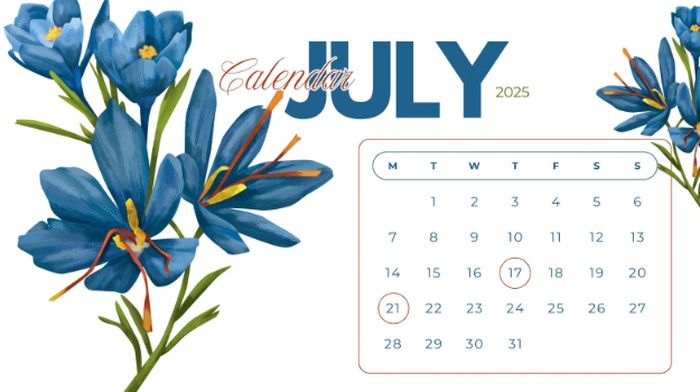 Kalender Juli 2025.