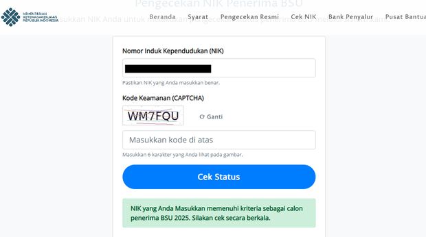 Link Cek NIK Penerima BSU 2025