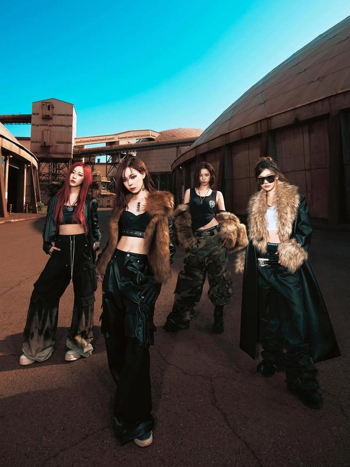 Foto girlband K-Pop aespa untuk album single terbaru Dirty Work.