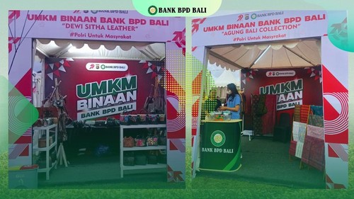 Bank BPD Bali menghadirkan dua UMKM binaan saat puncak peringatan HUT ke-79 Bhayangkara di Lapangan Puputan Niti Mandala Renon, Denpasar, Sabtu (28/6/2025). (Foto: Dok. BPD Bali)