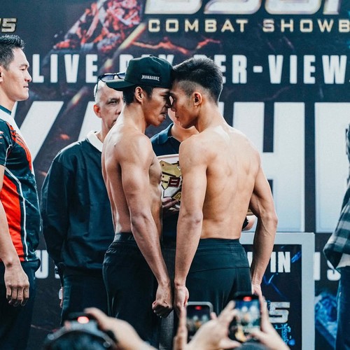 Foto Kkajhe dan Aziz Calim saat jelang duel di ring diambil dari Instagram Byon Combat.