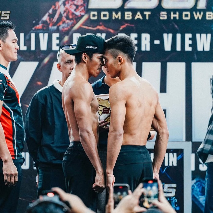 Foto Kkajhe dan Aziz Calim saat jelang duel di ring diambil dari Instagram Byon Combat.