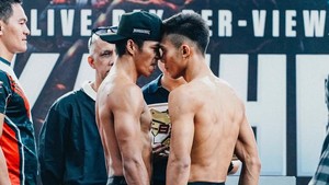 Ketegangan antara keduanya udah terasa sejak sesi timbang badan. (Foto: dok. Instagram @byoncombat)