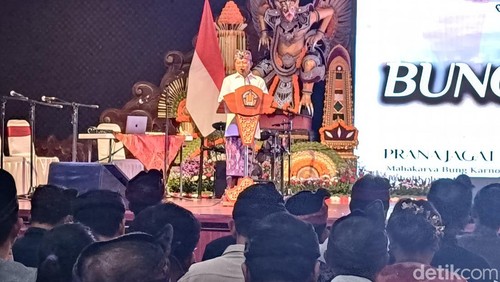 Gubernur Bali Wayan Koster di sela-sela acara Penutupan Bulan Bung Karno VII tahun 2025 di gedung Citta Kelangen ISI Bali, Minggu (29/6/2025).