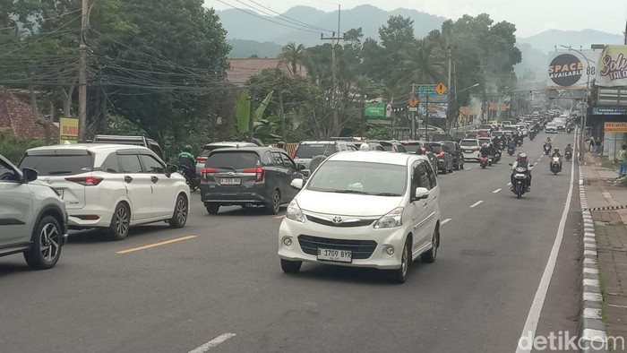 Lalu lintas di kawasan Puncak Bogor. (M Sholihin/detikcom)