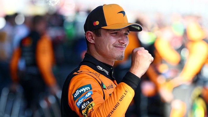 SPIELBERG, AUSTRIA - JUNE 29: Race winner Lando Norris of Great Britain and McLaren celebrates in parc ferme during the F1 Grand Prix of Austria at Red Bull Ring on June 29, 2025 in Spielberg, Austria. (Photo by Clive Rose - Formula 1/Formula 1 via Getty Images)