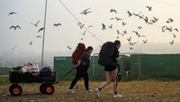 Meski festival telah berakhir, suasana hangat dan kenangan pertunjukan spektakuler masih terasa di Worthy Farm. REUTERS/Jaimi Joy