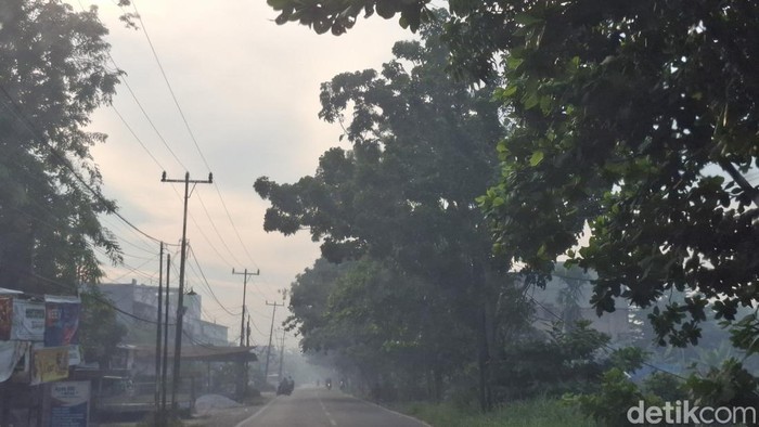 Kabut asap tipis menyelimuti Kota Pekanbaru, Riau. (Raja Adil Siregar/detikSumut)