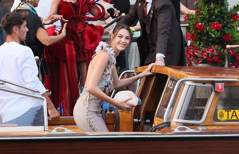 VENICE, ITALY - JUNE 26: Vittoria Ceretti is sighting ahead of Jeff Bezos and Lauren Sanchez Wedding at Hotel Gritti on June 26, 2025 in Venice, Italy. (Photo by Ernesto Ruscio/GC Images)