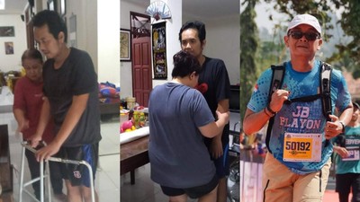 Momen Pria Jakbar Berhasil Finis Half Marathon usai Sempat Lumpuh karena Stroke
