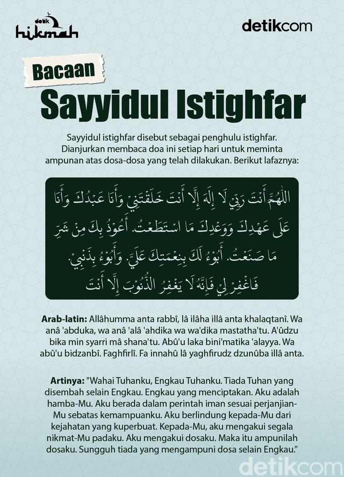Bacaan Sayyidul Istighfar Bacaan Sayyidul Istighfar