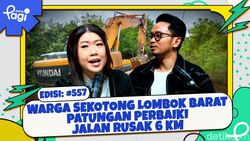 Warga Sekotong Lombok Barat Patungan Perbaiki Jalan Rusak 6 
