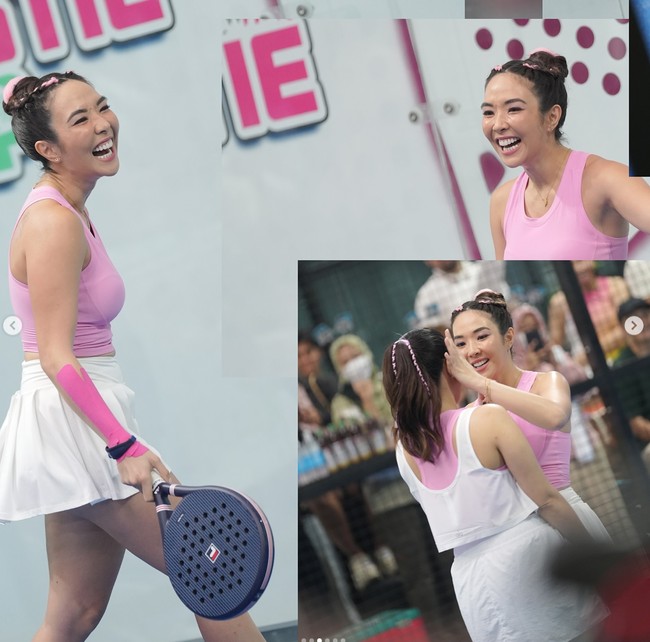 Gisel juga tampil dengan gaya rambut konde berhias kepang kembar. Kepangannya tersebut dihiasi aksesoris pita kecil pink, memberi kesan playful dan girly. Foto: Instagram/@gisel_la