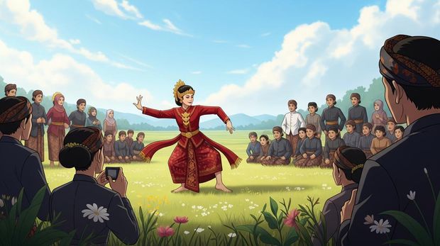 Ilustrasi penari jaipong zaman dulu.