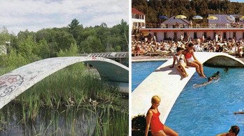 The Pines, Fallsburg, NY. (Sekarang vs 1950) Foto: Boredpanda