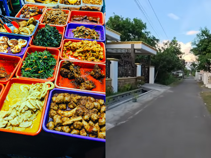 Ilustrasi menu di warteg dan rumah mewah milik bos warteg di kampung halamannya.