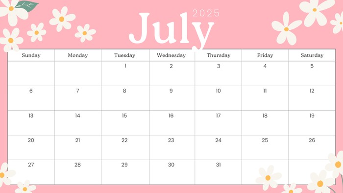 Kalender Juli 2025