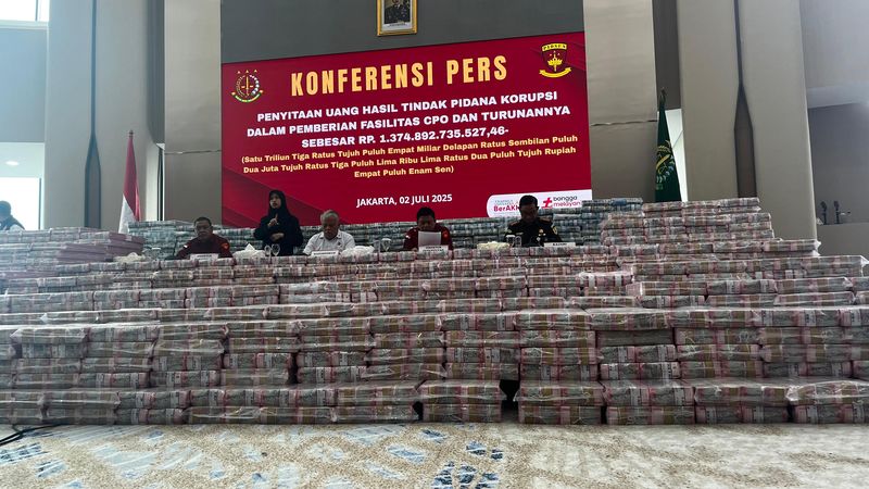 Konferensi pers kasus korupsi minyak goreng (Rumondang/detikcom)