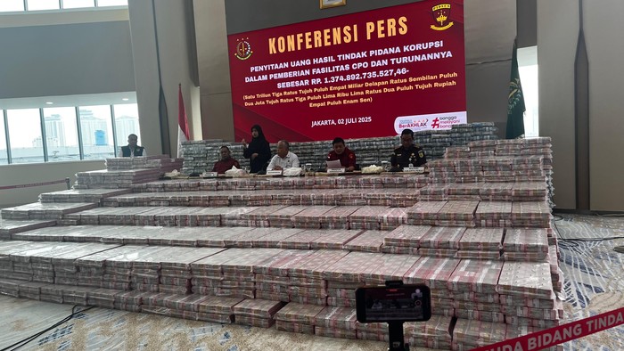 Konferensi pers kasus korupsi minyak goreng (Rumondang/detikcom)