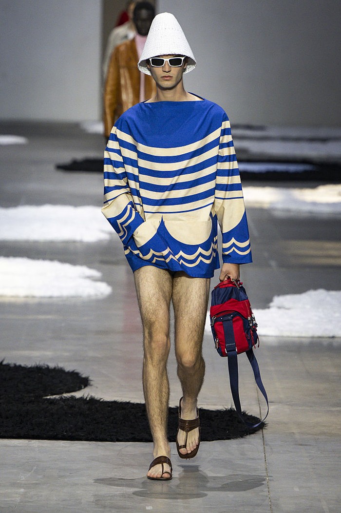 MILAN, ITALY - JUNE 22: A model, shoe detail, walks the runway at the Prada fashion show during the Milan Menswear Spring/Summer 2026 Fashion Week on June 22, 2025 in Milan, Italy. (Photo by Pietro DAprano/Getty Images)