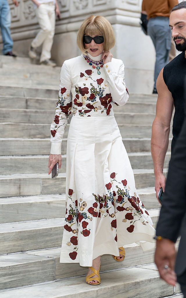NEW YORK, NEW YORK - JUNE 30: Anna Wintour is seen leaving the Marc Jacobs 2026 Fashion Show at New York Public Library on June 30, 2025 in New York City. (Photo by Gilbert Carrasquillo/GC Images)