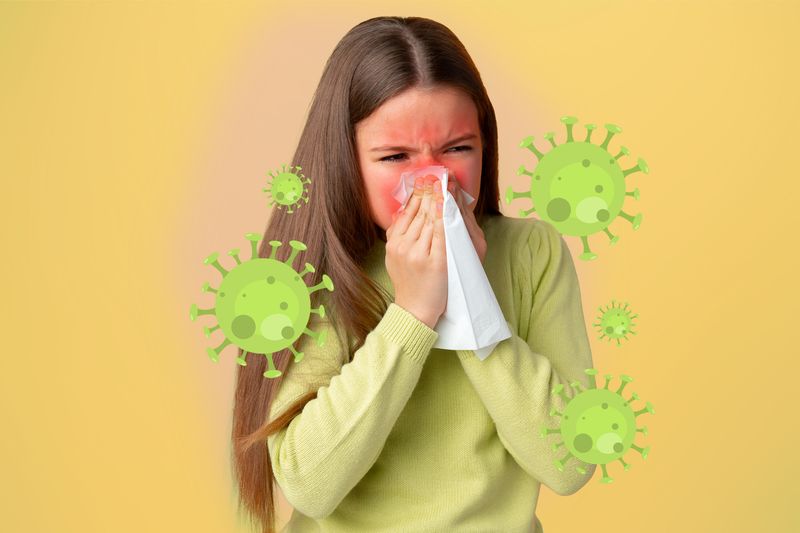 Woman Outdoors Having Allergy