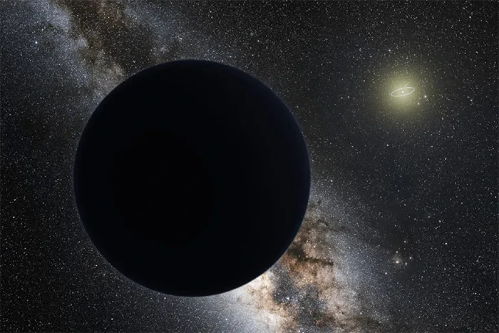 Ilustrasi seniman tentang kemungkinan planet kesembilan di Tata Surya. Orbit Neptunus dalam gambar ini ditunjukkan sebagai cincin terang di sekitar Matahari. (ESO/Tom Ruen/nagualdesign)