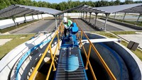 Kolam sedimentasi dan aerobik jadi bagian penting proses IPAL Banda Aceh dalam mengolah limbah dapur, mandi, dan tinja. ANTARA FOTO/IRWANSYAH PUTRA