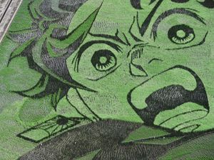 Goresan Seni Tanjiro Kamado Kimetsu no Yaiba Ada di Sawah!