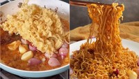Chef Martin Praja membuat kreasi Indomie goreng yang unik, yaitu Indomie Garlic Butter. Cukup mudah membuat kreasi Indomie goreng satu ini, karena hanya menumis bawang merah, bawang putih, dan bawang bombay dengan tambahan butter. Foto: YouTube Chef Martin Praja