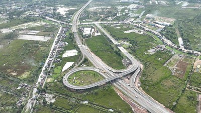 Penampakan dari Udara Proyek Tol Palembang-Betung Struktur