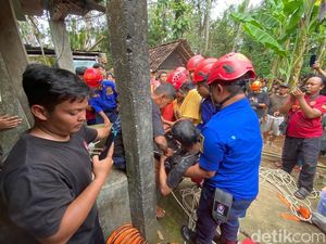 Byurr! Seorang Pria Nyemplung Sumur 17 Meter di Wonosari Gunungkidul