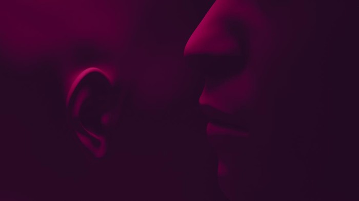 Someone is speaking into someones ear. Topics of negotiations, collusion, communication