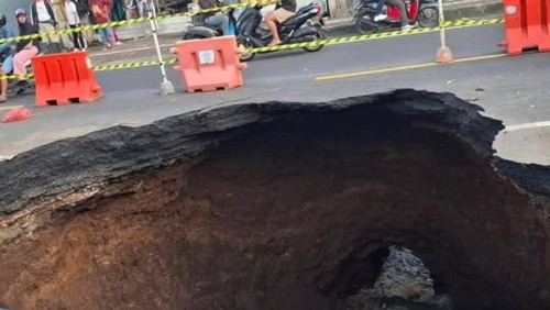 Kondisi jalan Denpasar-Gilimanuk tepatnya di dekat Pasar Bajera, Kecamatan Selemadeg, Senin (7/7/2025).