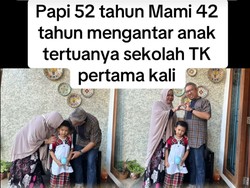 Viral Haru Momen Papi 52 Tahun dan Mami 42 Tahun Antar Anak Pertama Masuk TK